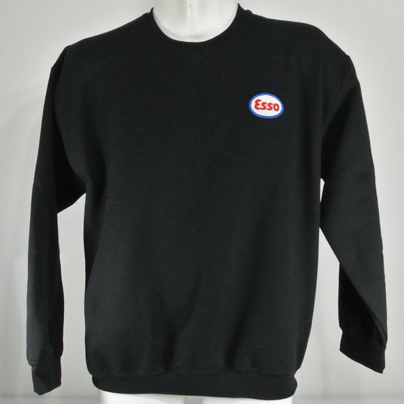 ESSO Gas Station Oil Black Sweatshirt Employee Uniform Shirt Size S Small - Picture 1 of 6